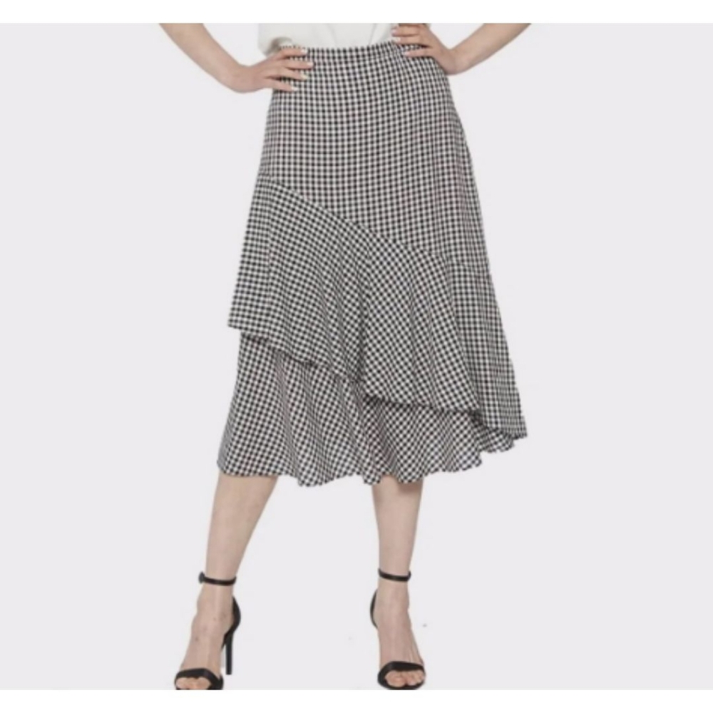 Elle‎ Plaid Black & White Skirt